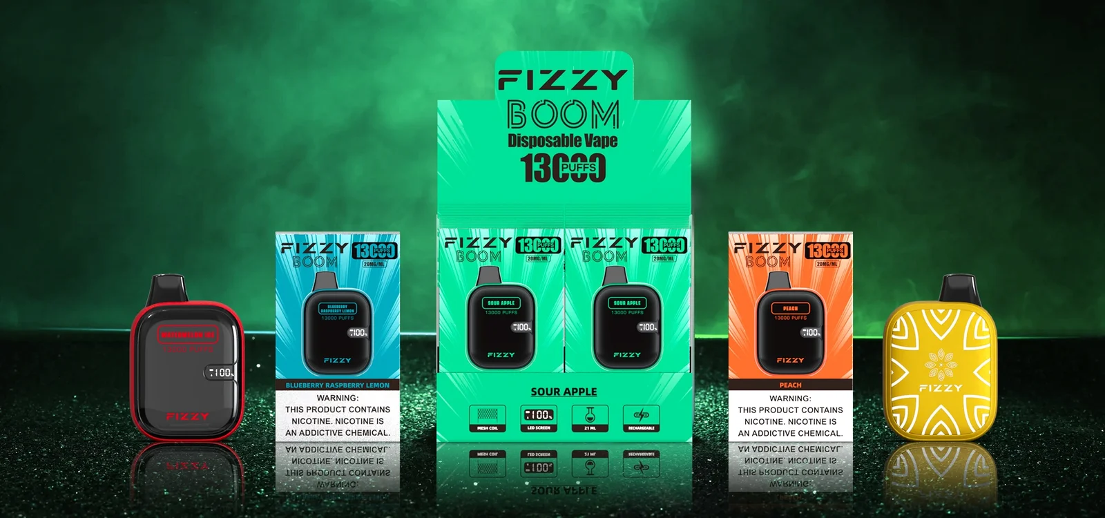 cigarette électronique jetable fizzy boom 13 000 bouffées vape écran LCD