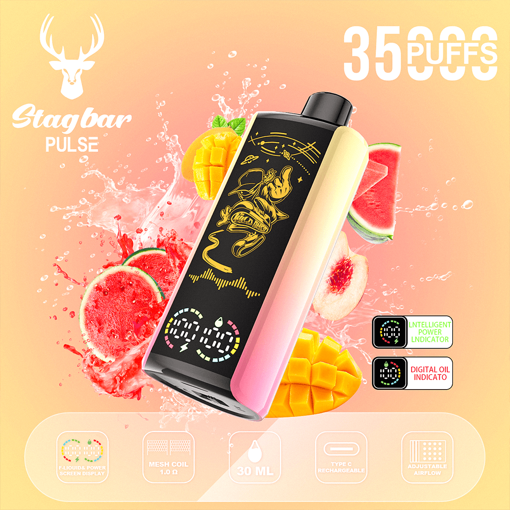 Stag Bar 35k 35000 sbuffi e sistema di flusso d'aria regolabile e ricarica rapida di tipo C Stag Bar 35k 35000 sbuffi e sistema di flusso d'aria regolabile e ricarica rapida di tipo C