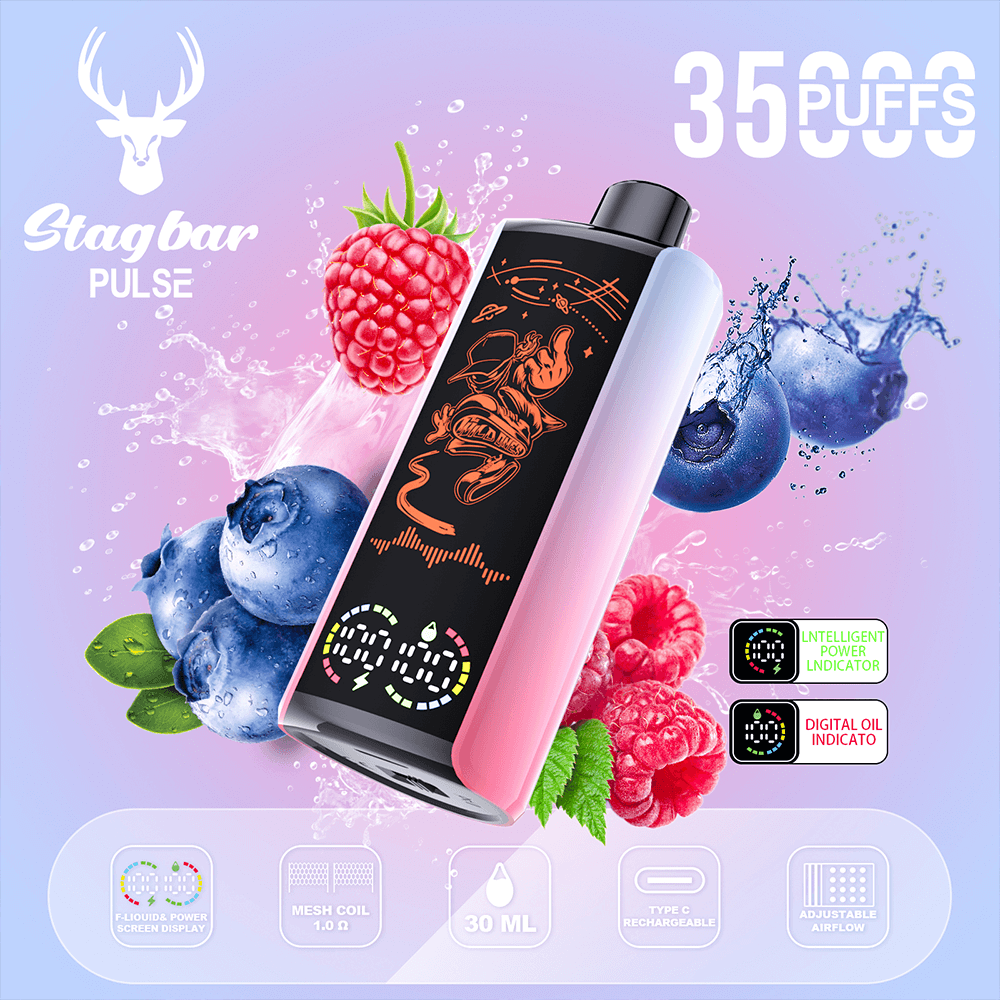 Stag Bar 35k 35000 sbuffi e sistema di flusso d'aria regolabile e ricarica rapida di tipo C Stag Bar 35k 35000 sbuffi e sistema di flusso d'aria regolabile e ricarica rapida di tipo C