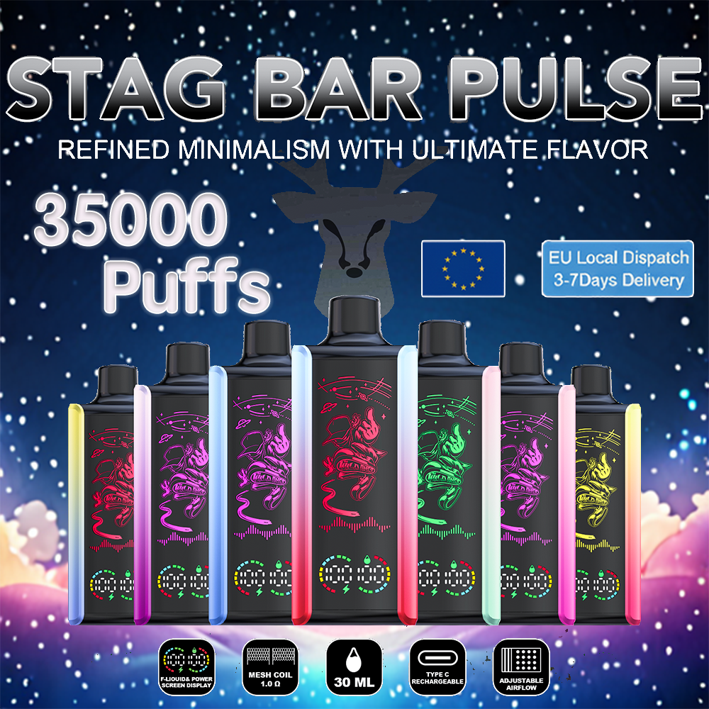 Stag Bar 35k 35000 sbuffi e sistema di flusso d'aria regolabile e ricarica rapida di tipo C Stag Bar 35k 35000 sbuffi e sistema di flusso d'aria regolabile e ricarica rapida di tipo C
