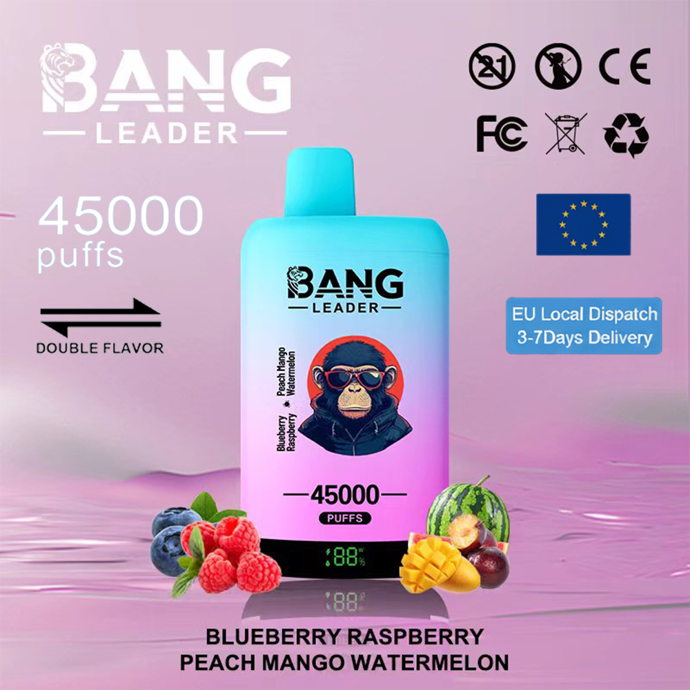 Bang Leader 45000 45k bocanadas y bobinas de malla dual y sistema de sabores dobles Bang Leader 45000 45k bocanadas y bobinas de malla dual y sistema de sabores dobles